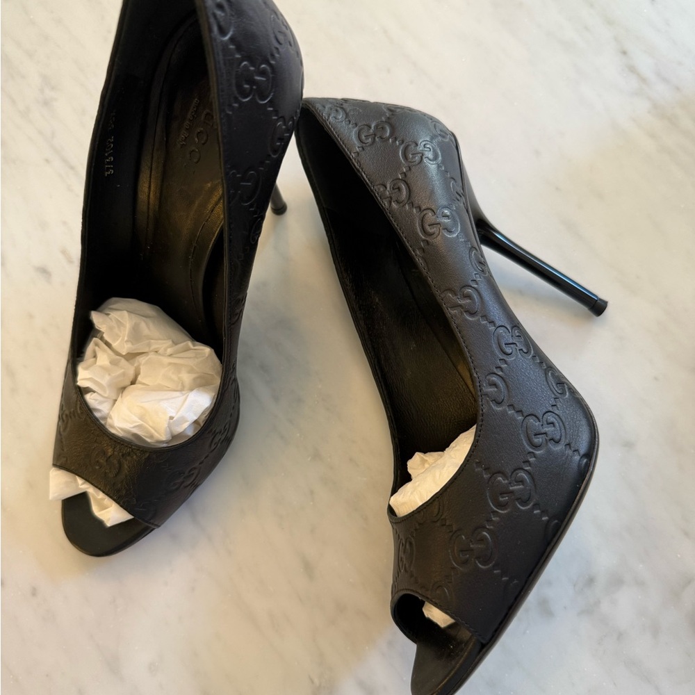 Gucci Black Women's Peep Toe Heels - Picture 3 of 9